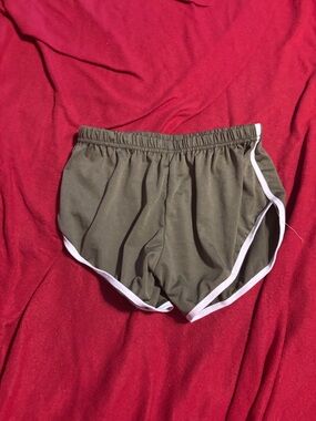 Olive Green Athletic Shorts with White Trim Xs